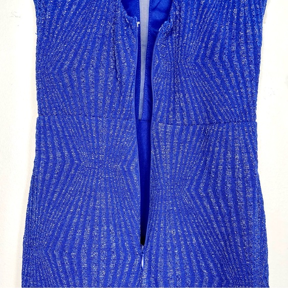 Charlotte Russe Electric Blue Cutout Halter Mini Dress XS Metallic Semi Formal - Picture 9 of 15